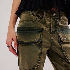Free People Hot in the Moto Pants Army Green NWT size 4